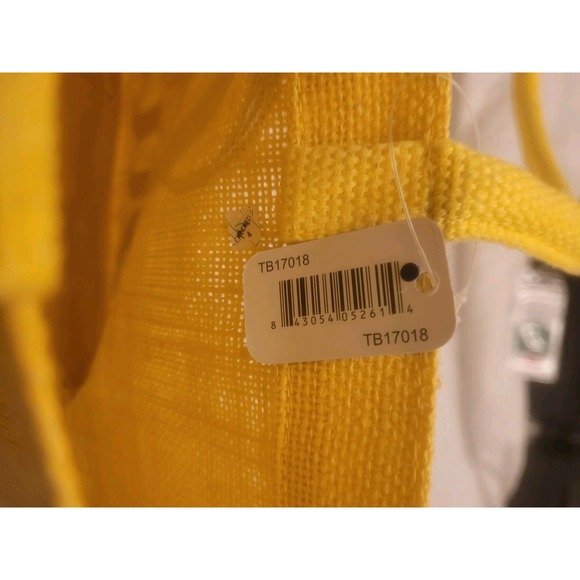 Kendall+James Bright Yellow Natural Jute Tote Bag W/Fun In The Sun In Sequins - Picture 5 of 9